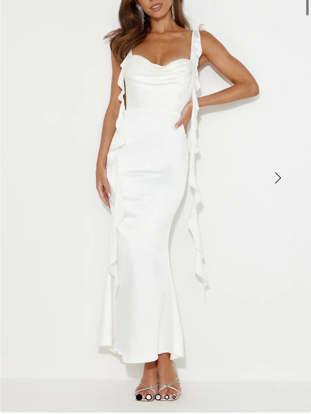 Hello Molly White Maxi Dress with Ruffle Details